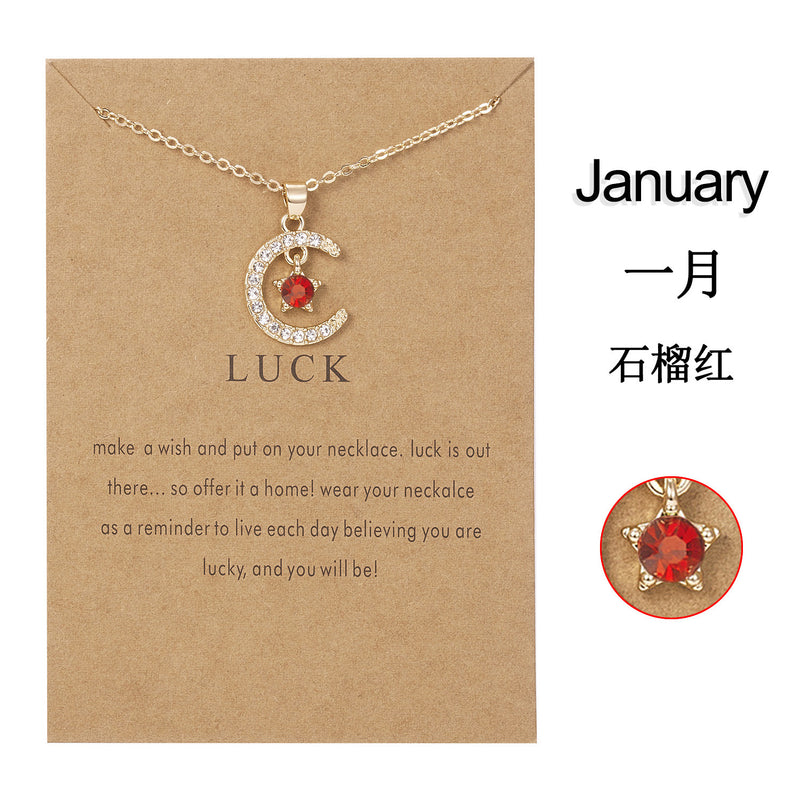 Birthstone Month Necklace New December Star Pendant