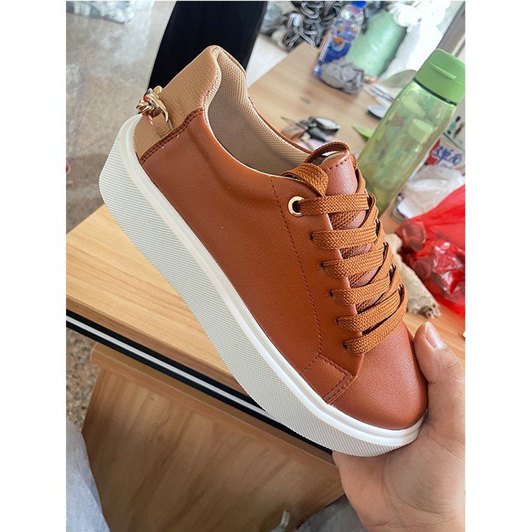 Large Size Women&#039;s Shoes New European And American Style Single Shoes Low-top Thick Slab Shoes Casual Women&#039;s Shoes White Shoes