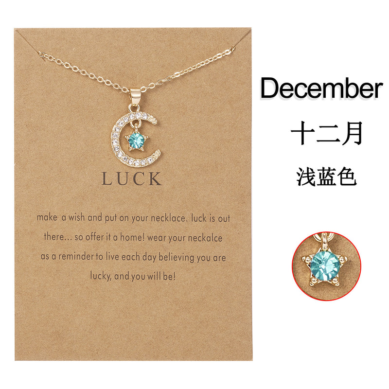 Birthstone Month Necklace New December Star Pendant