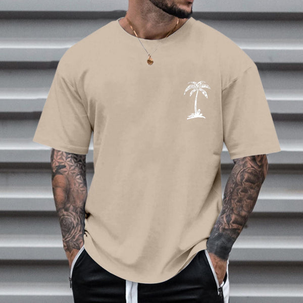 Men's Round Neck Printed Simple Pullover Short Sleeve T-shirt