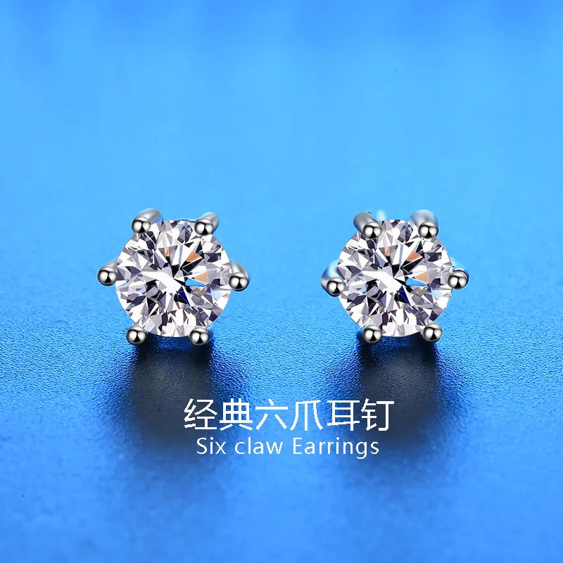 925 Sterling Silver Stud Earrings zircon For Women Fashion Exquisite Student Girlfriend Jewelry Accessories