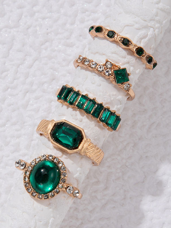 Retro personalized fashion metal diamond love palm ring multi-piece set