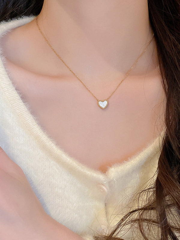 Simple temperament, fashion niche and versatile double-sided love clavicle chain necklace